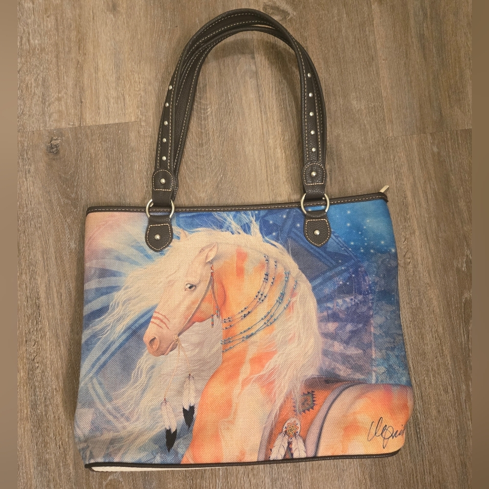Montana West Horse Graphic Canvas  Tote Bag